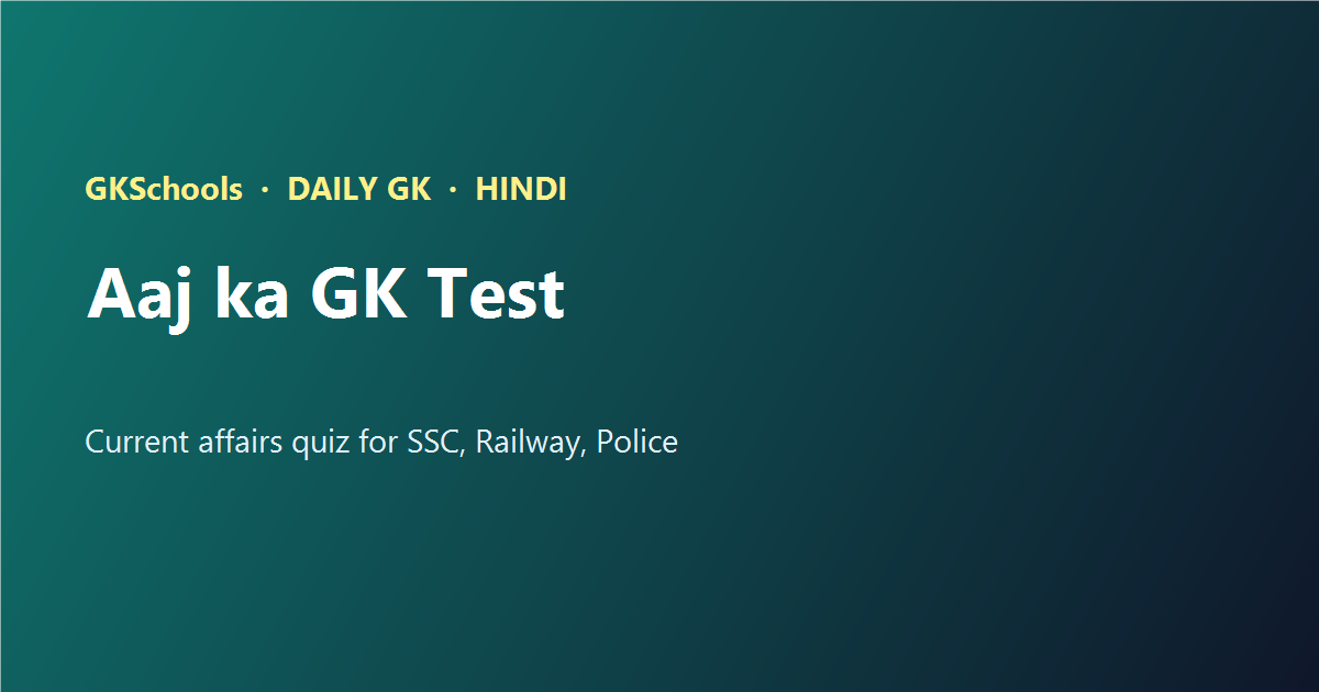 आज का GK टेस्ट 6 September 2026 — GKSchools डेली क्विज़